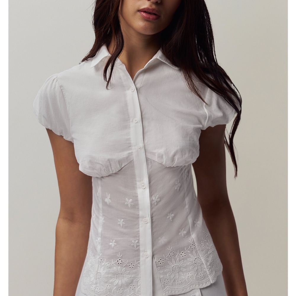 Danielle Guizio White Floral Blouse